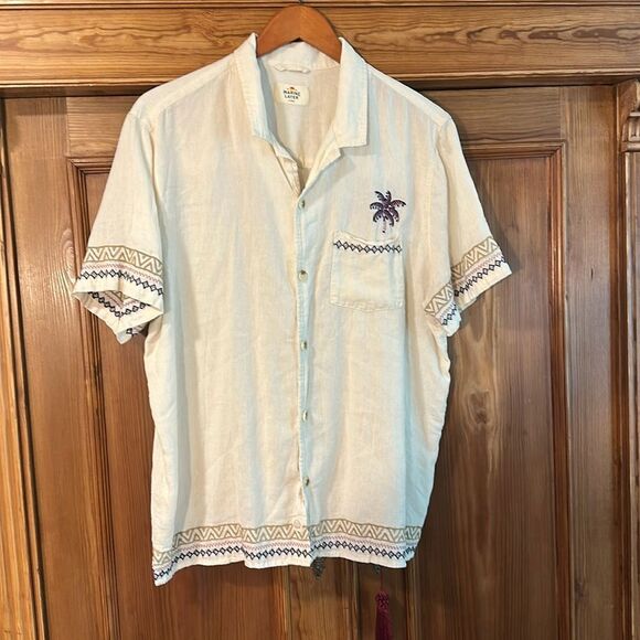 Marine Layer Embroidered Resort Shirt Men’s large  Button Up Short Sleeve Palms - Picture 1 of 12